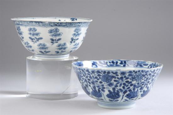 Appraisal: TWO CHINESE BLUE AND WHITE PORCELAIN BOWLS Kangxi period Floral