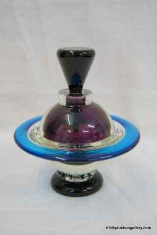 Appraisal: Correia Art Glass Perfume Bottle SignedHand blown art glass ''Saturn''