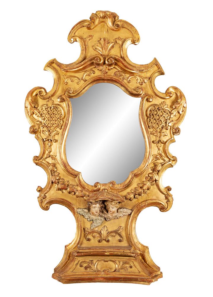 Appraisal: An Italian Gilt and Painted Mirror An Italian Gilt and