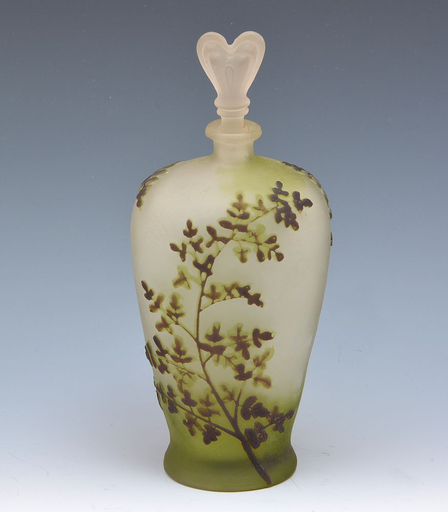 Appraisal: Galle cameo glass fern design perfume bottle Galle cameo glass