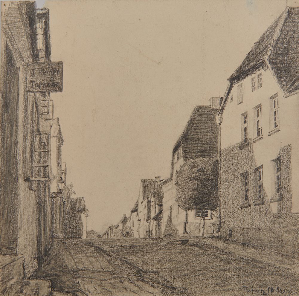 Appraisal: LYONEL FEININGER American German - Untitled Ribnitz Street Scene pencil