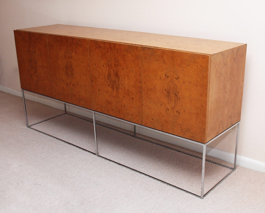 Appraisal: MILO BAUGHMAN FOR THAYER COGGINS BURLWOOD CREDENZA Burl veneer top