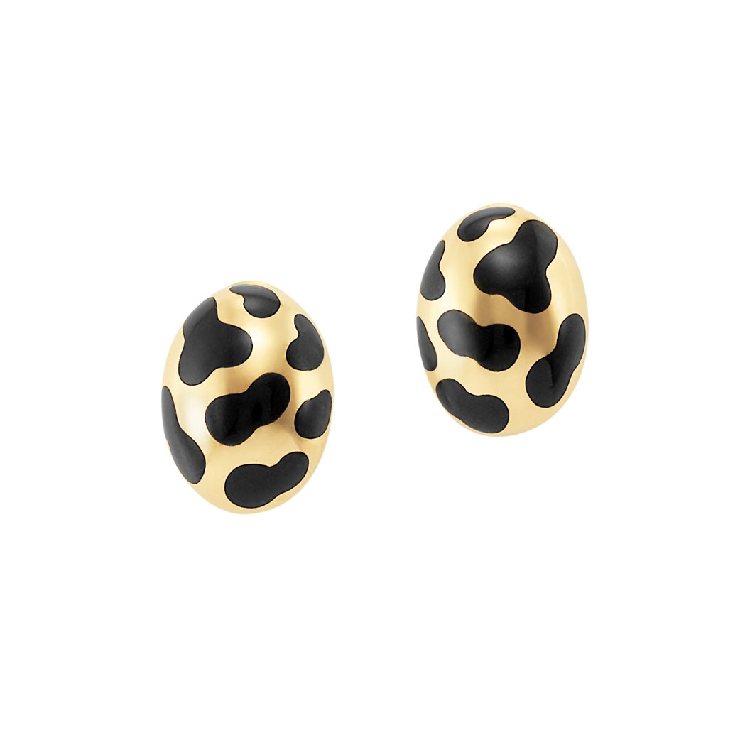 Appraisal: Pair of Gold and Black Onyx Earrings Angela Cummings kt