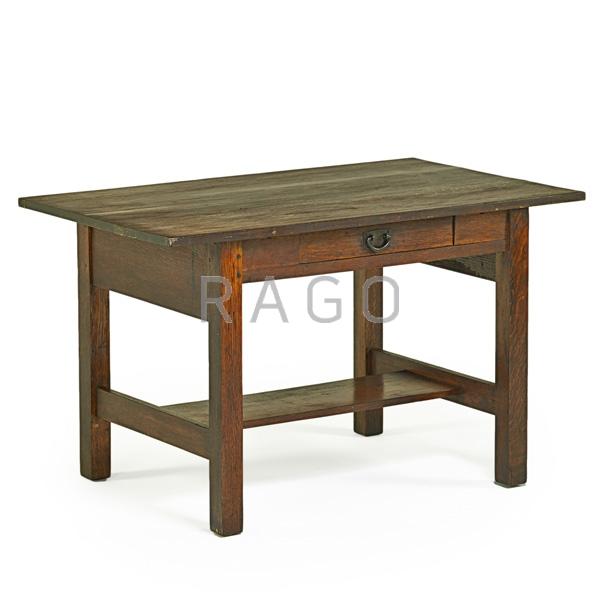 Appraisal: GUSTAV STICKLEY Library table Condition Report Base has good original