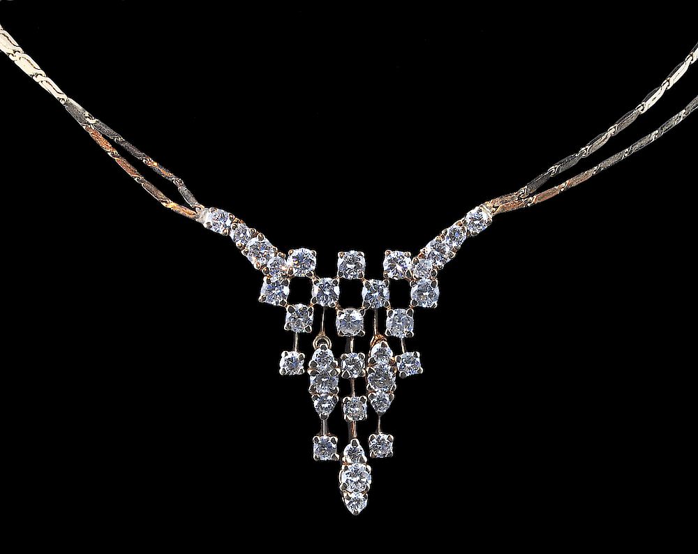 Appraisal: Kt Gold Diamond Necklace Kt yellow gold double strand necklace