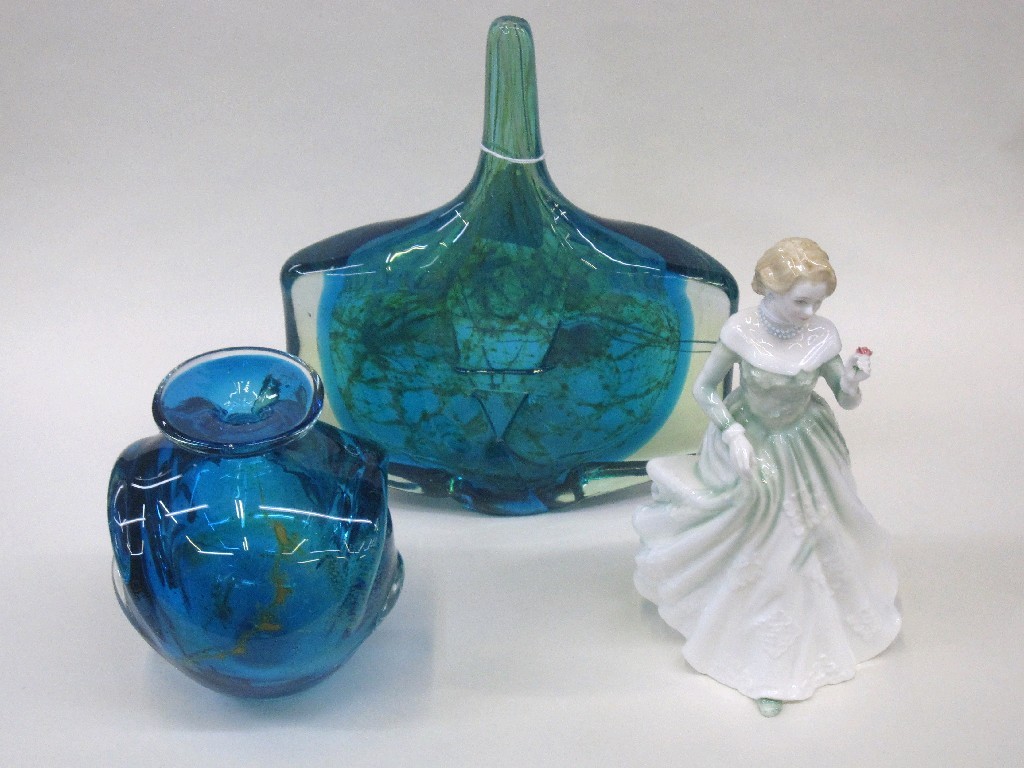 Appraisal: Mdina glass axe head vase another Mdina vase and a