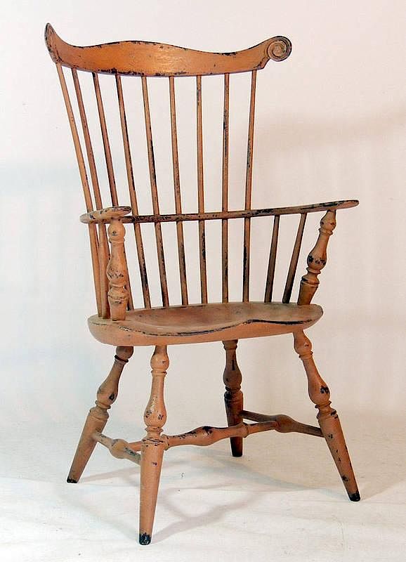 Appraisal: Miniature Windsor Chair Miniature salmon-painted Windsor chair by Mailey's Pennsylvania