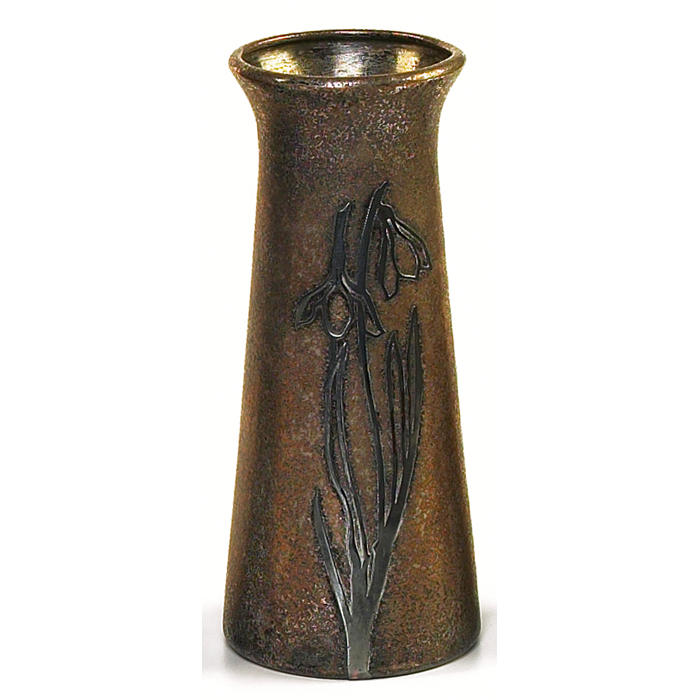 Appraisal: Silver Crest vase bronze with an applied floral design original