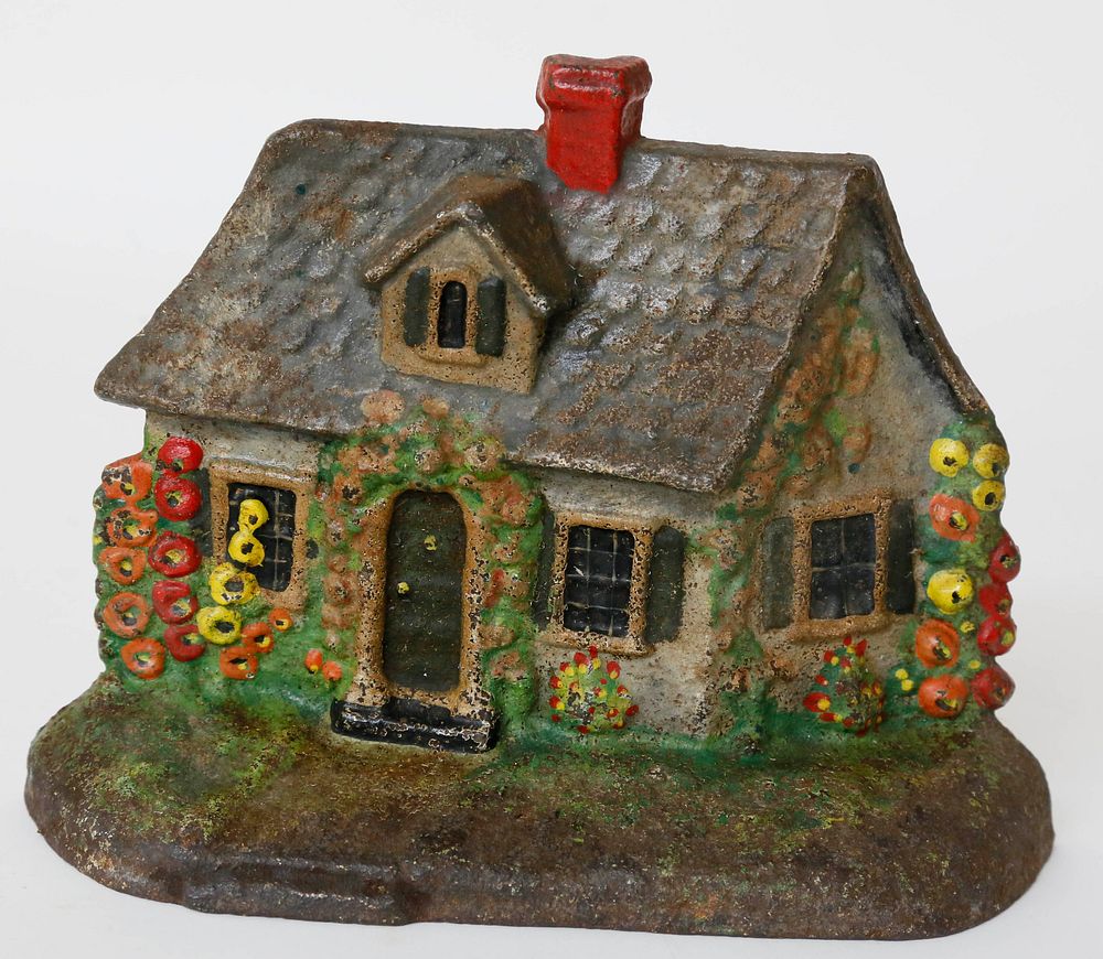 Appraisal: Vintage Painted Country Cottage Cast Iron Door Stop Vintage Painted