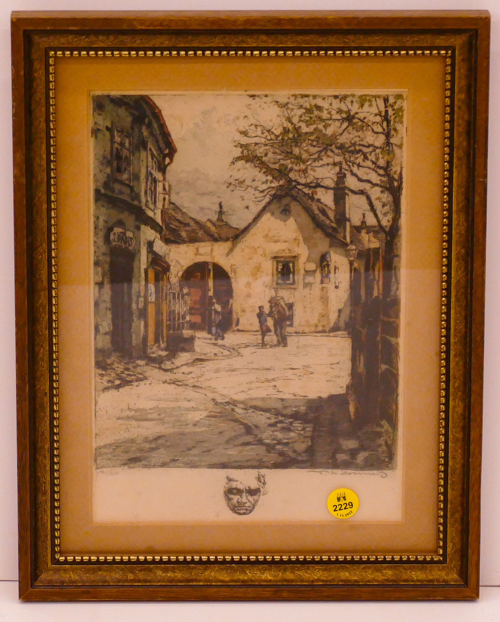 Appraisal: Tanna Kasimir Hoernes Street Scene Etching Framed- x ''