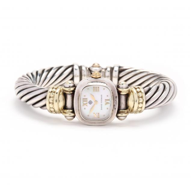 Appraisal: LADY'S STERLING SILVER AND GOLD WATCH DAVID YURMAN Quartz movement