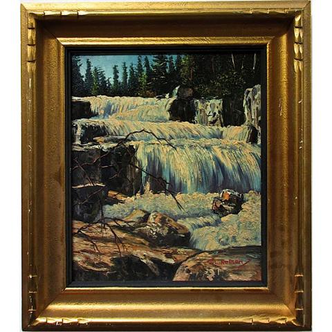 Appraisal: T L NELSON CANADIAN TH CENTURY WATERFALLS OIL ON MASONITE