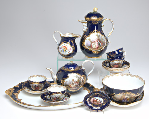 Appraisal: MEISSEN PORCELAIN Assembled tea set in cobalt blue glaze with