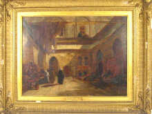 Appraisal: H Pelleau Oil on canvas Persian Bazaar Cairo in gilt