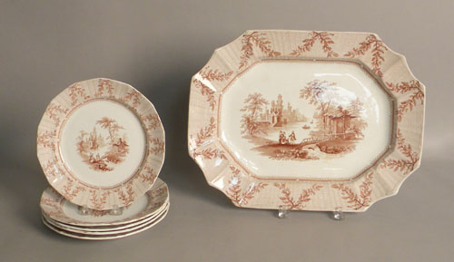 Appraisal: Five Staffordshire plates dia and a platter in the Belvoir