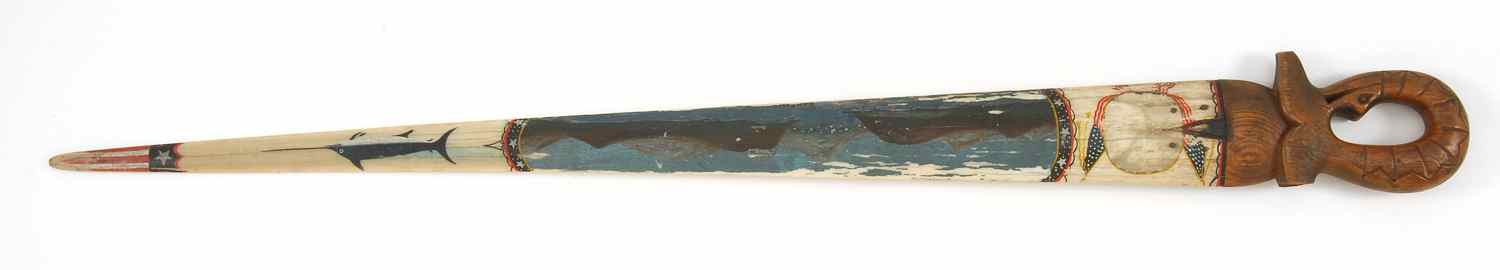 Appraisal: ANTIQUE AMERICAN FOLK ART SWORDFISH BILL With painted decoration of