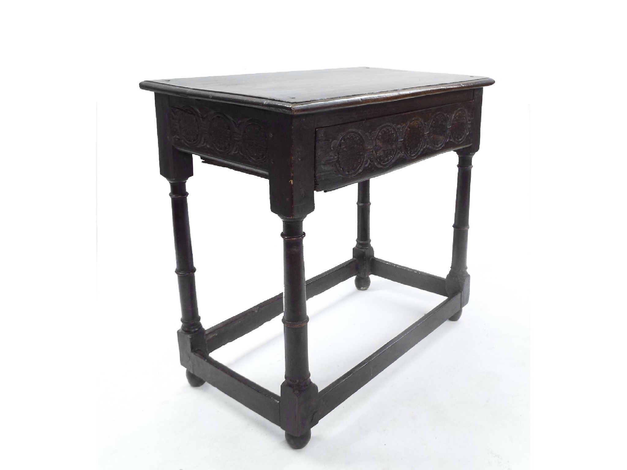 Appraisal: th century oak buffet the moulded top over a single