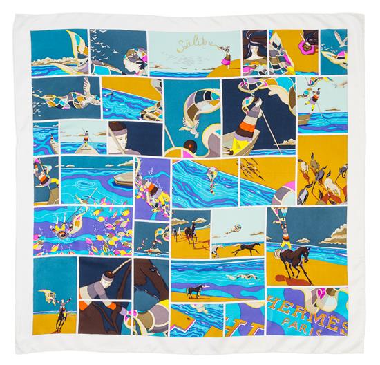 Appraisal: Sale Lot An Hermes cm Silk Scarf Soie Libre pattern