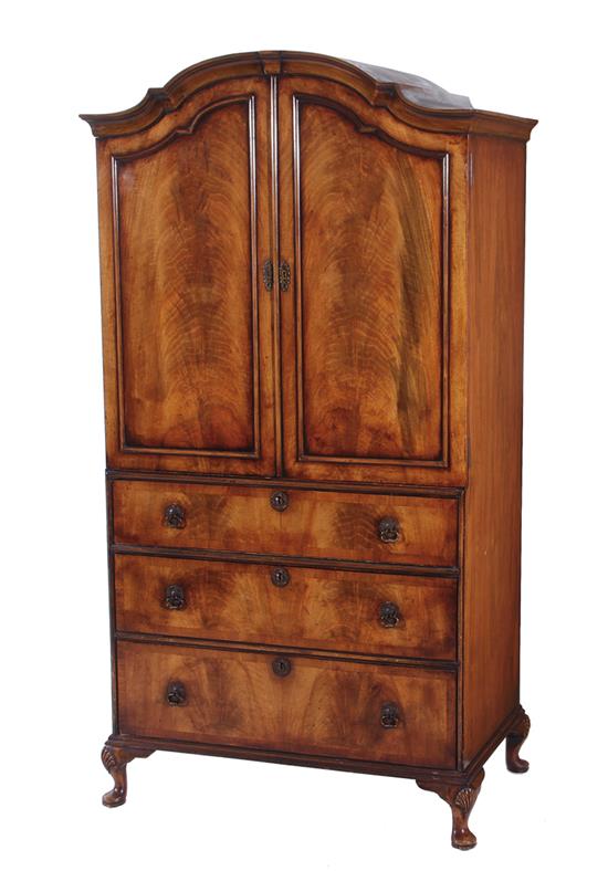 Appraisal: Diminutive Queen Anne style mahogany cabinet early th century H