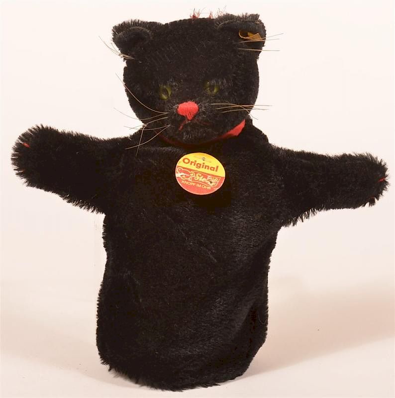 Appraisal: Vintage Steiff Black Cat Hand Puppet Vintage Steiff Black Cat