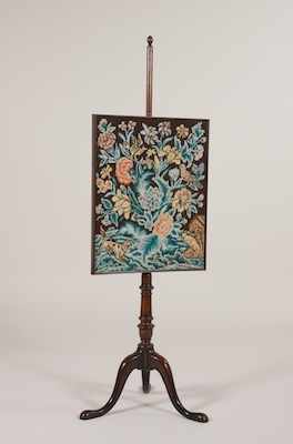 Appraisal: A Wood and Needlepoint Pole Screen Apprx H on a