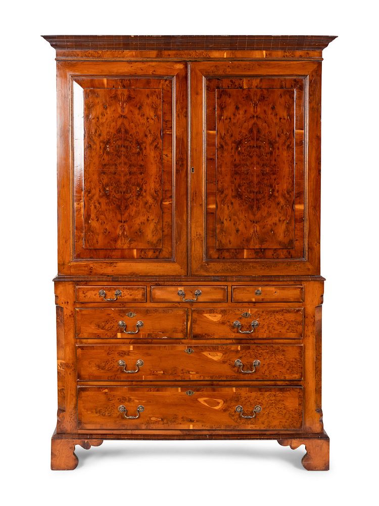 Appraisal: A George III Style Yewwood Veneered Linen Press TH CENTURY