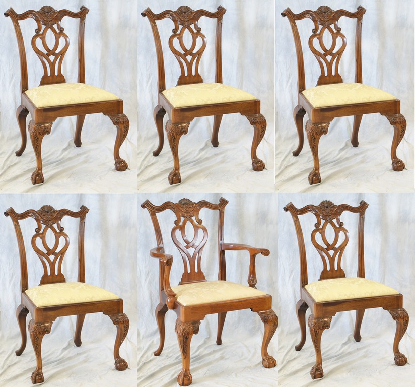 Appraisal: Chippendale style carved mahogany dining room chairs by Smith Watson