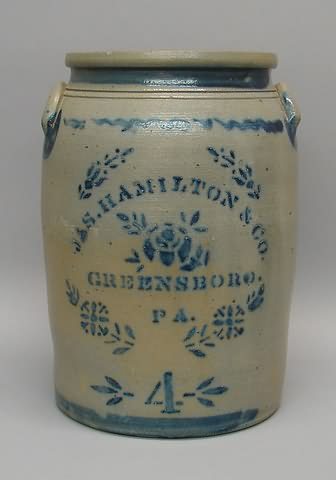 Appraisal: Inscribed JAS Hamilton Co Greensboro PA stencil design in cobalt