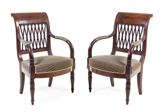 Appraisal: Sale Lot A Pair of Louis Philippe Mahogany Armchairs attributed