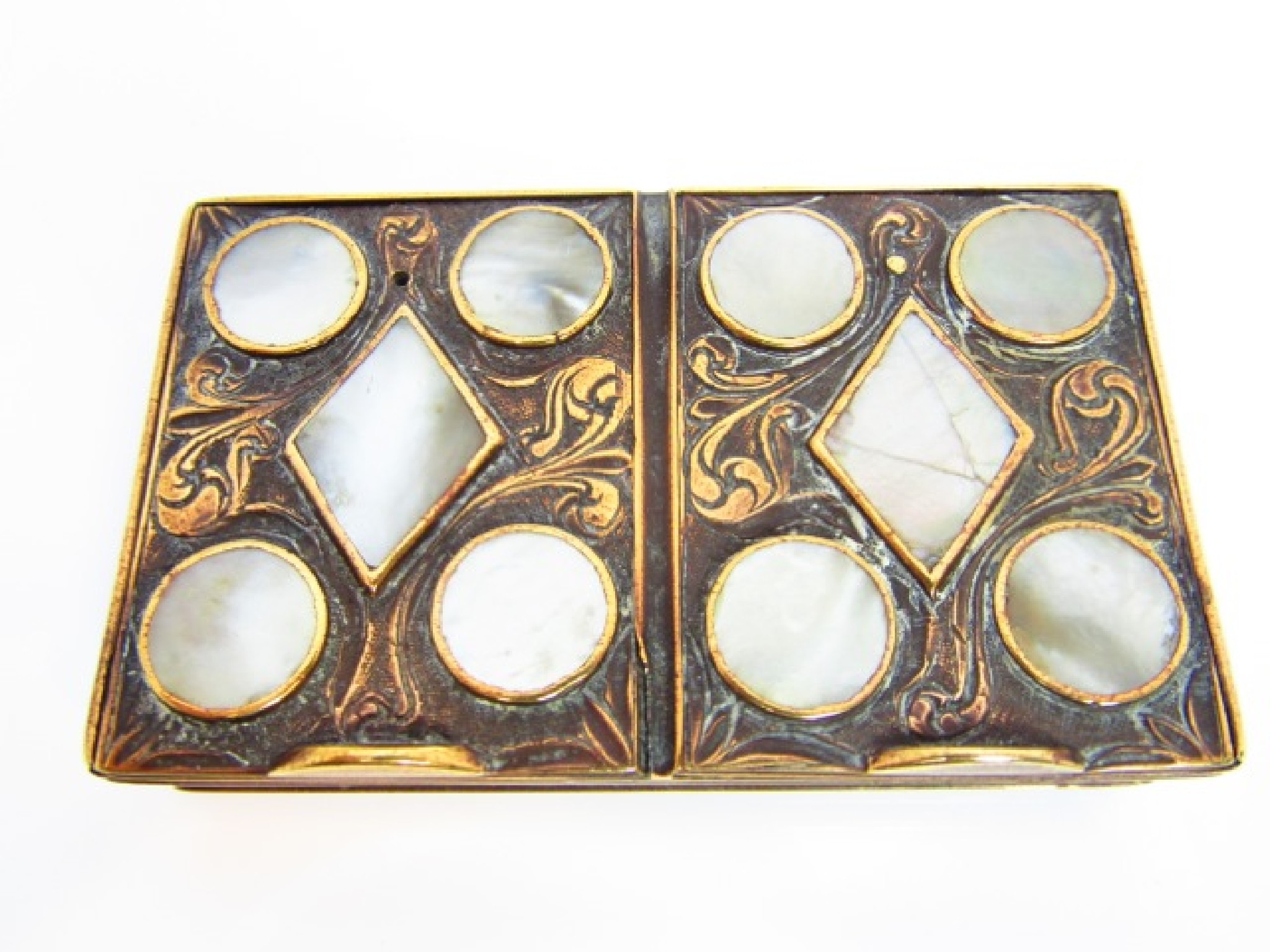 Appraisal: An unusual brass two divisional box with sliding covers with