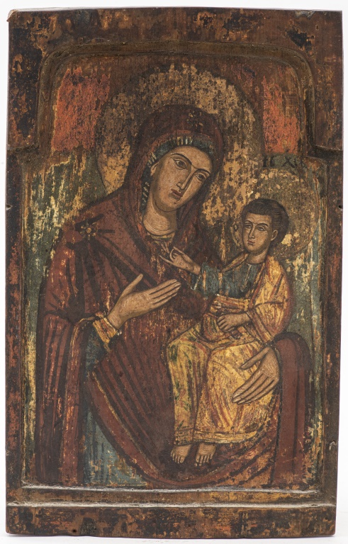 Appraisal: GREEK ICON OF MADONNA CHILD Greek icon of Madonna and