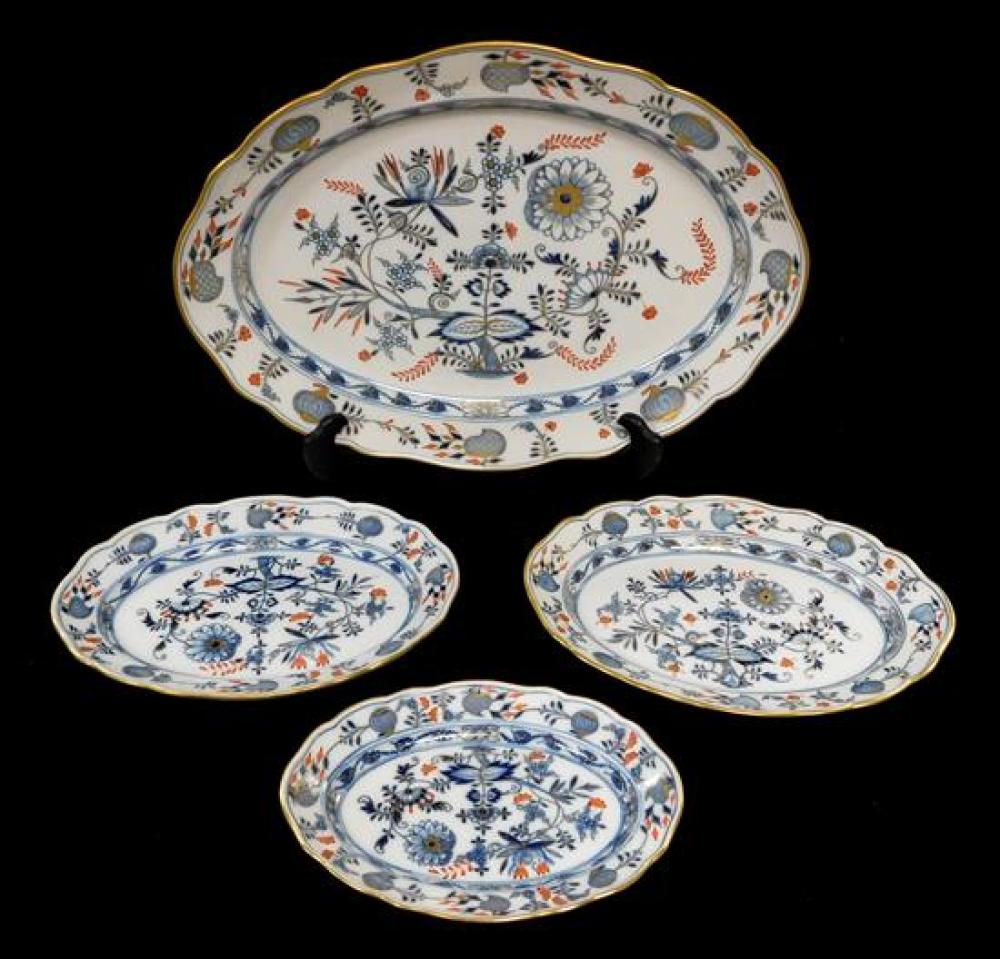 Appraisal: Meissen Rich Blue Onion graduated oval platters four pieces pattern