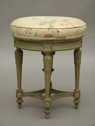 Appraisal: Louis XVI-Style Gray Painted Piano Stool in in diam