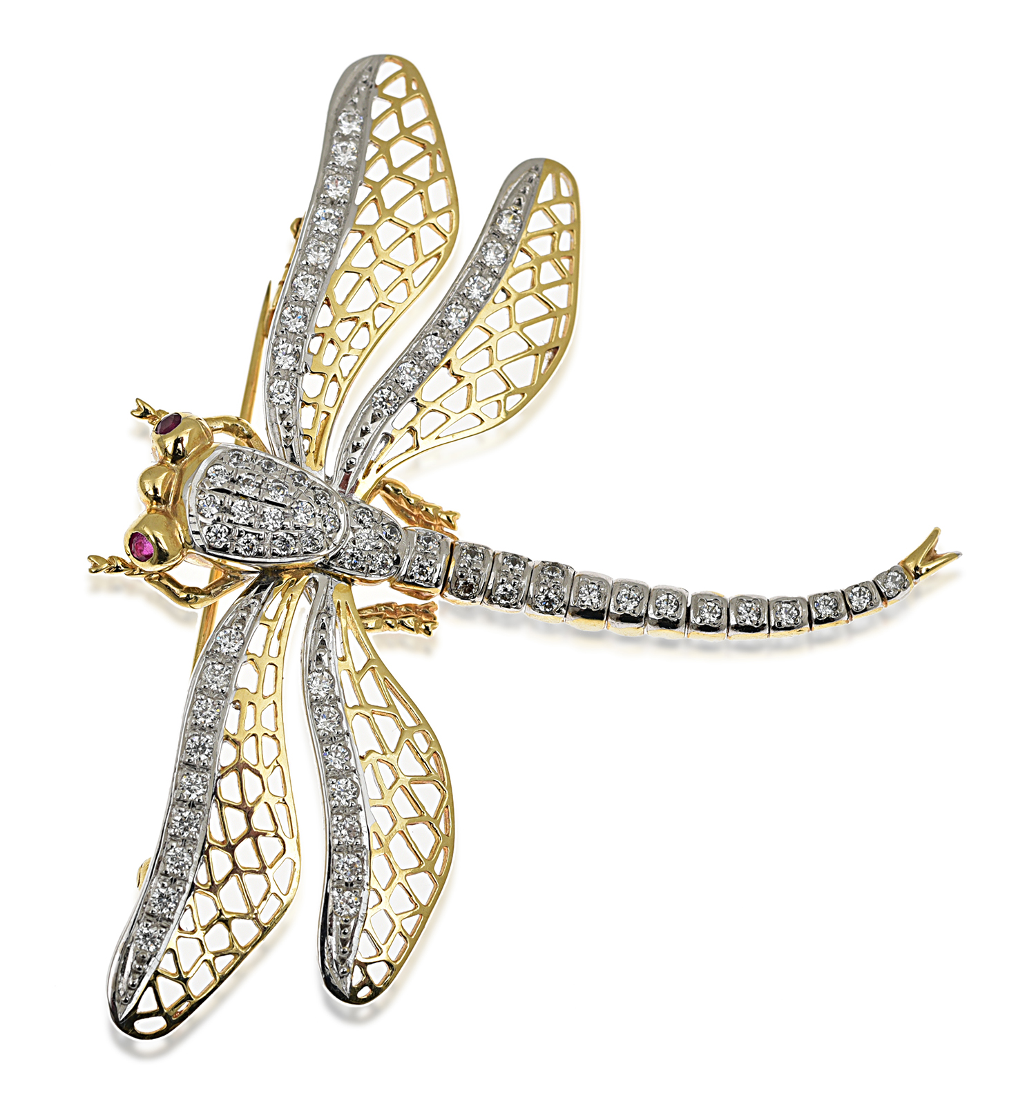 Appraisal: AN ARTICULATED DIAMOND DRAGONFLY BROOCH The body comprising individual articulated