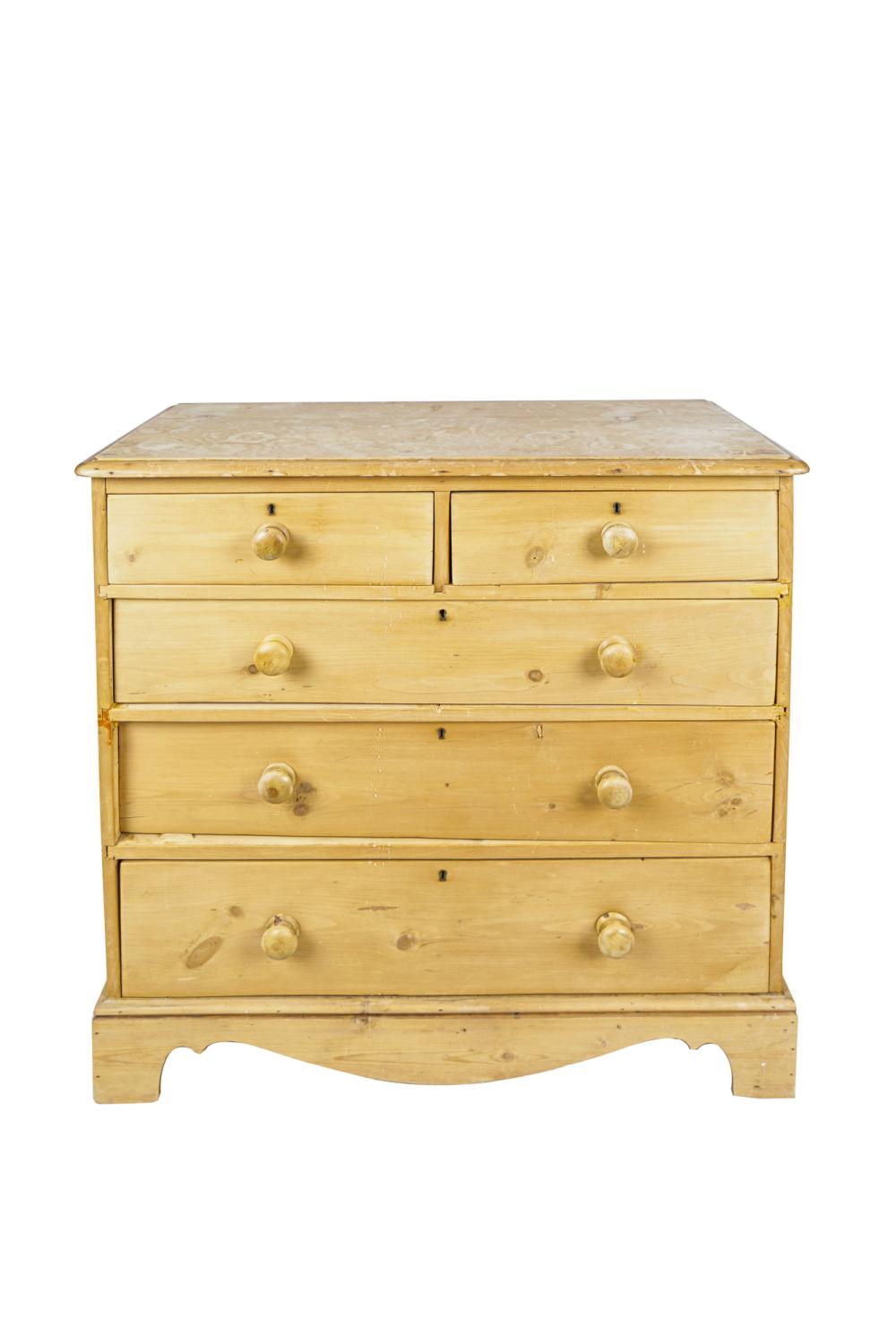 Appraisal: PINE CHEST OF DRAWERSCondition the top with water rings inches