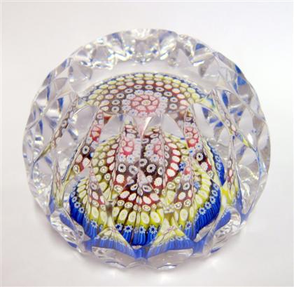 Appraisal: Whitefriars faceted concentric millefiori paperweight dated