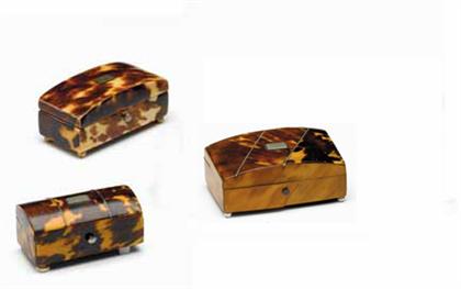 Appraisal: Three small tortoiseshell caskets th century All of rectangular form