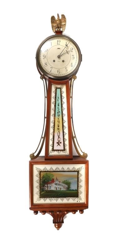 Appraisal: Chelsea Federal style banjo clock with eagle finial Reverse painted