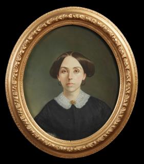 Appraisal: American School Portrait of a Lady with a Gold B