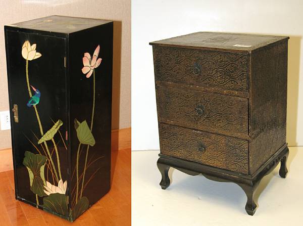 Appraisal: A pair of Chinese black lacquered cabinets and a pair