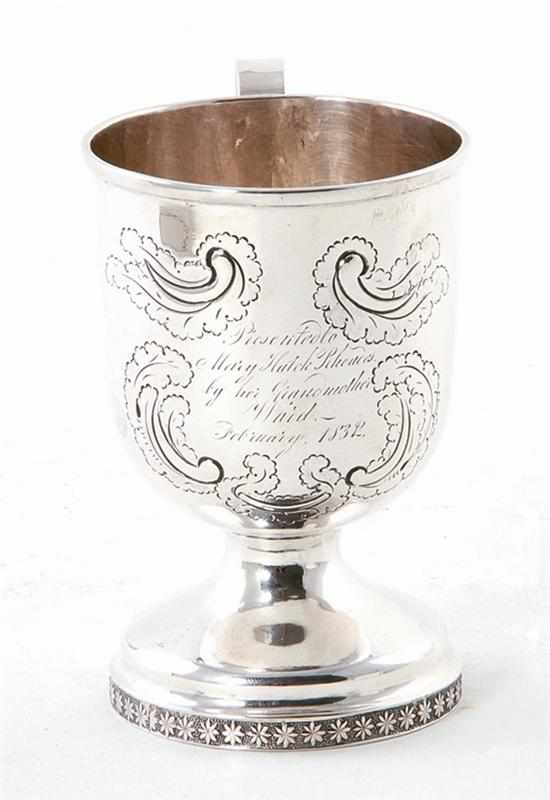 Appraisal: American coin silver footed cup by J B Jones Boston