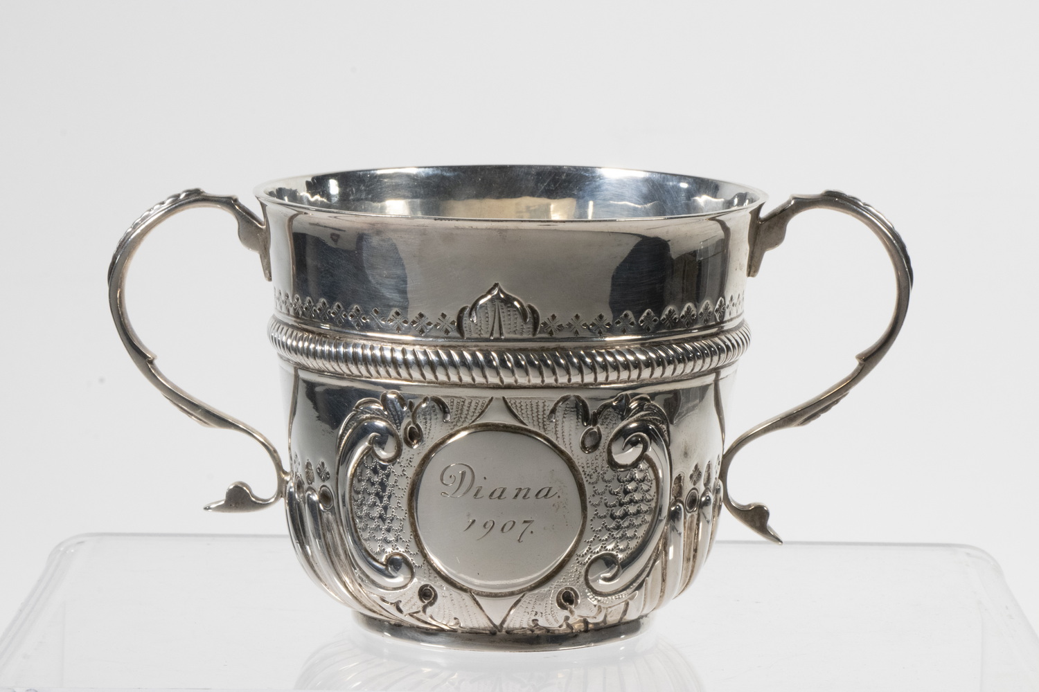 Appraisal: ENGLISH SILVER TWO-HANDLED CUP Sterling Silver Caudle Cup by Joseph