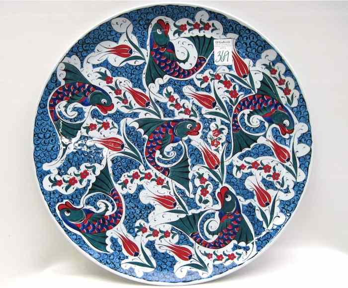 Appraisal: TURKISH IZNIK POTTERY CHARGER hand painted with enamels under glaze