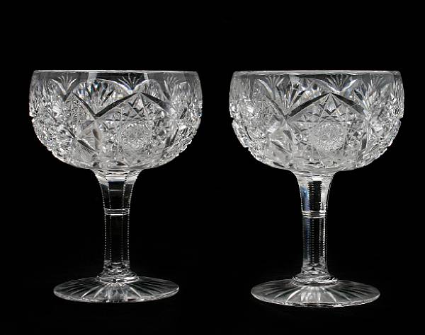 Appraisal: A set of eight cut glass stemmed bowls height in