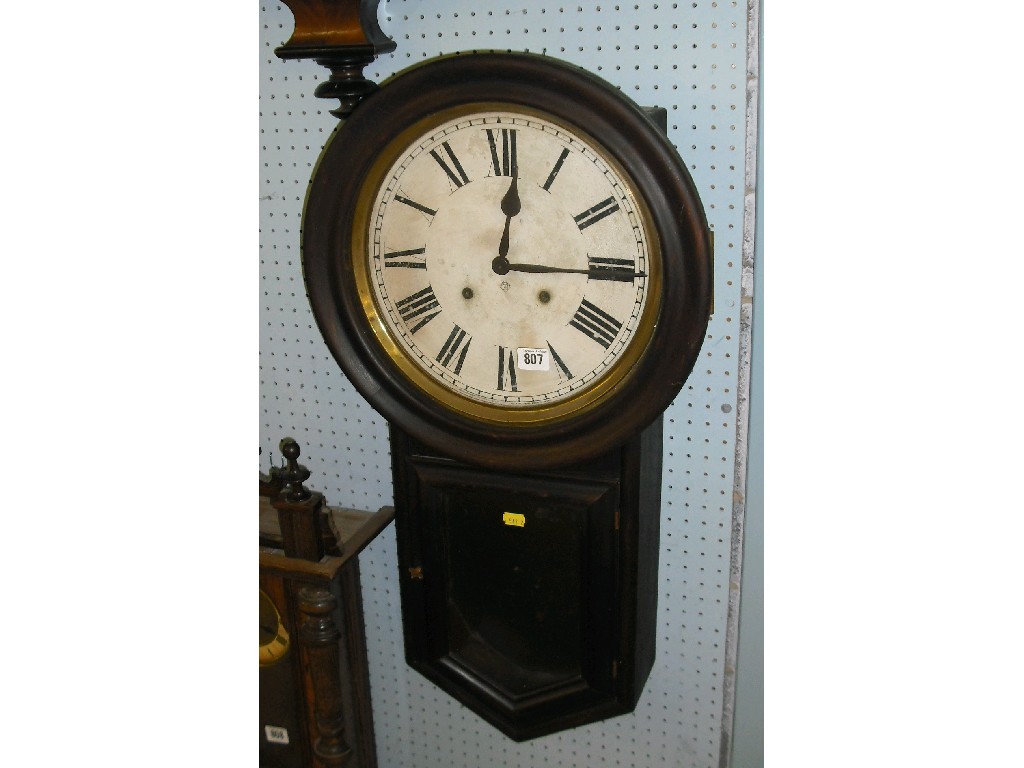 Appraisal: Ansonia two train drop dial wall clock the cream dial