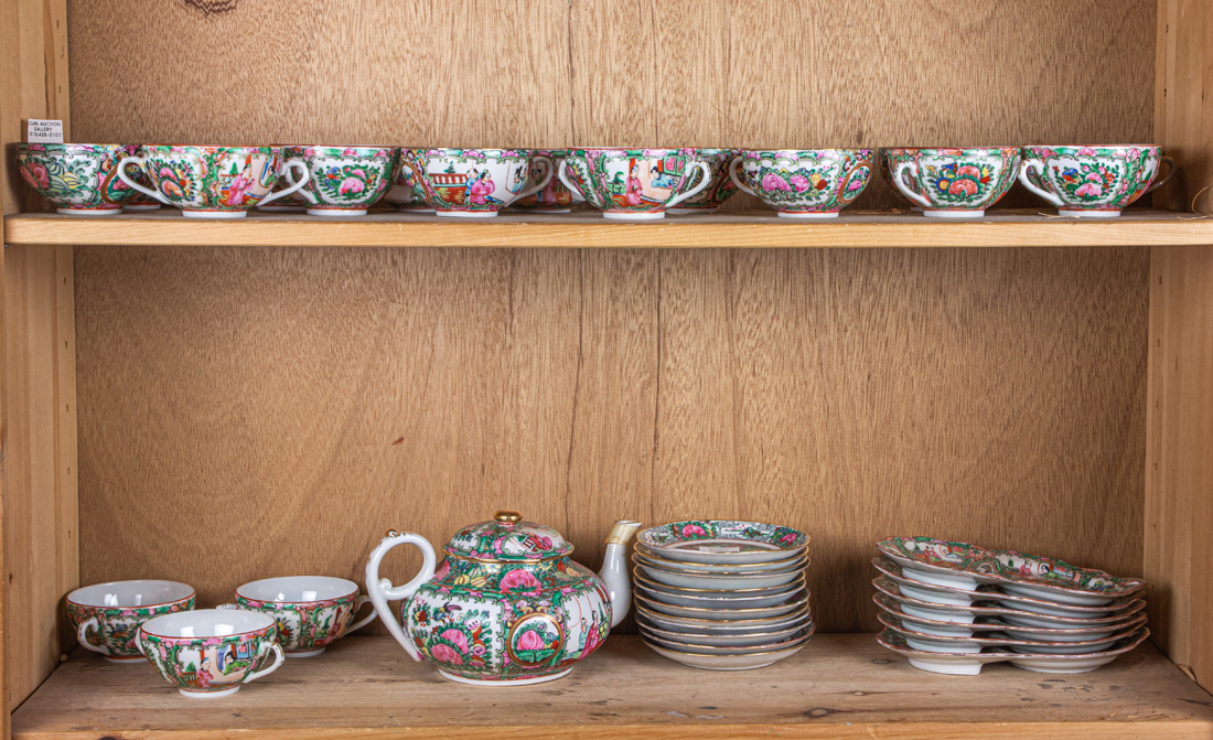 Appraisal: TWO SHELVES OF CHINESE CANTON ROSE MEDALLION WARES Two shelves