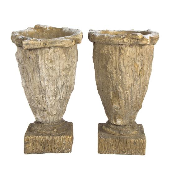 Appraisal: Sale Lot A Pair of Composition Garden Urns having simulated