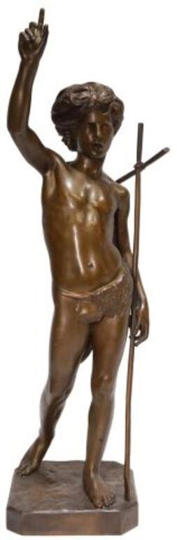 Appraisal: Patinated bronze sculpture St John the Baptist signed in cast