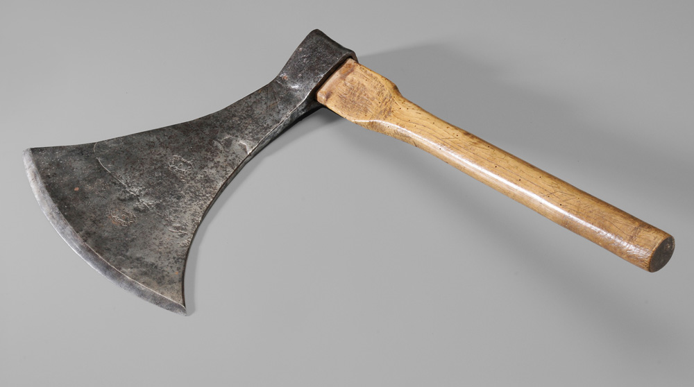 Appraisal: French Hewing Ax forge welded with three clear forge lin