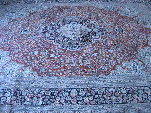 Appraisal: Chinese Handmade Silk Rug room size Qum design with elaborate